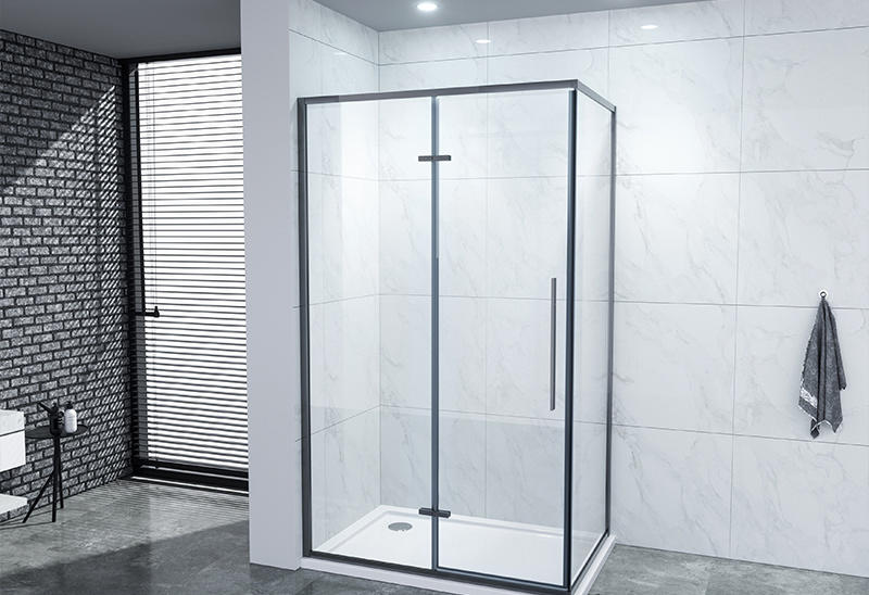 A2212 GRIS ACERO Mampara de ducha de vidrio rectangular de 5/6 mm